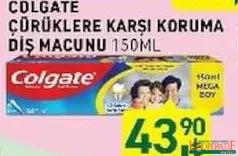 COLGATE ÇÜRÜKLERE KARŞI KORUMA DİŞ MACUNU 150 ML fiyat ve kampanya bilgisi